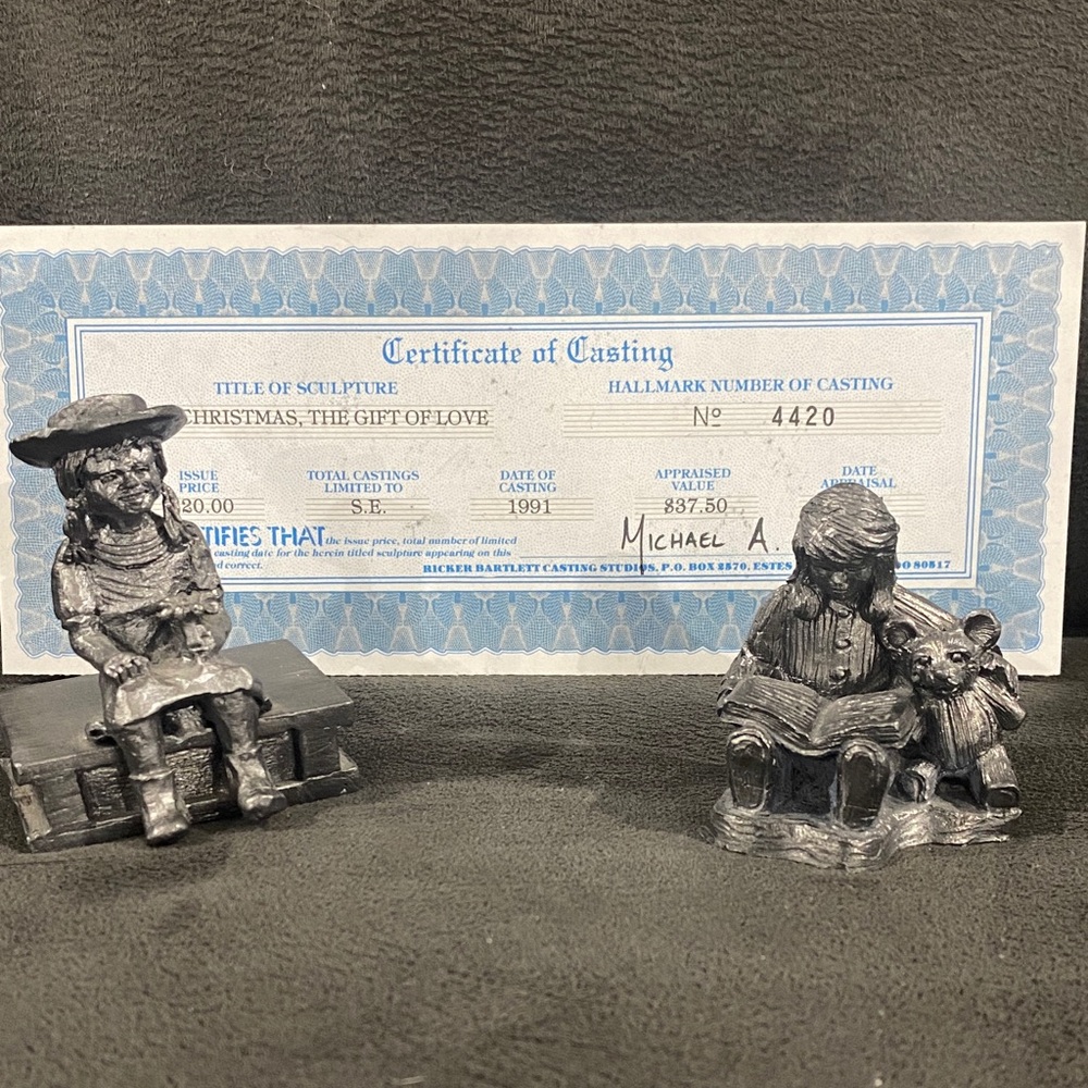 Michael Ricker Pewter Sculpture Set with Certificate of casting.